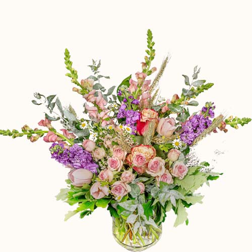 'Garden Romance' flowers in a small vase
